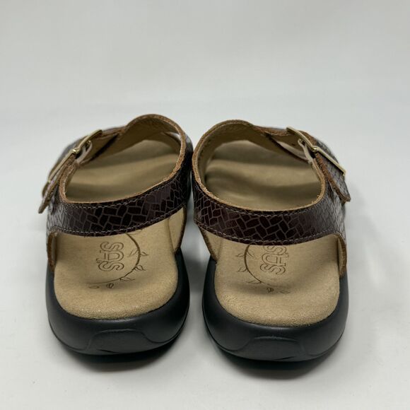 SAS Laguna Weave Henna Sandals Womens 10.5 W Wide Brown Croc Print Strappy - Picture 11 of 14